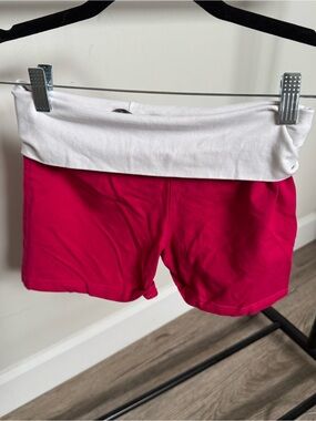 Fold-Over Waistband Pink Women’s Athletic Shorts